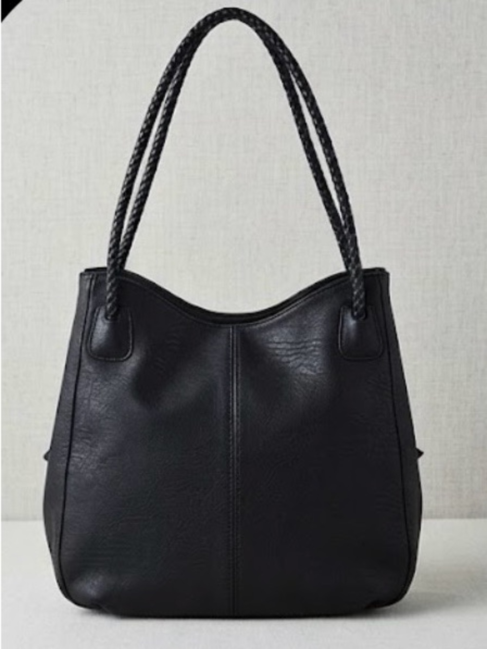 Antik Kraft Black Shoulder Bag with Braided Straps & Spot Interior